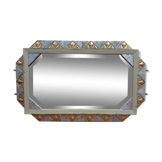 Gilded and silver art deco mirror 72x45cm