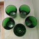 5 verres à eau anciens verts