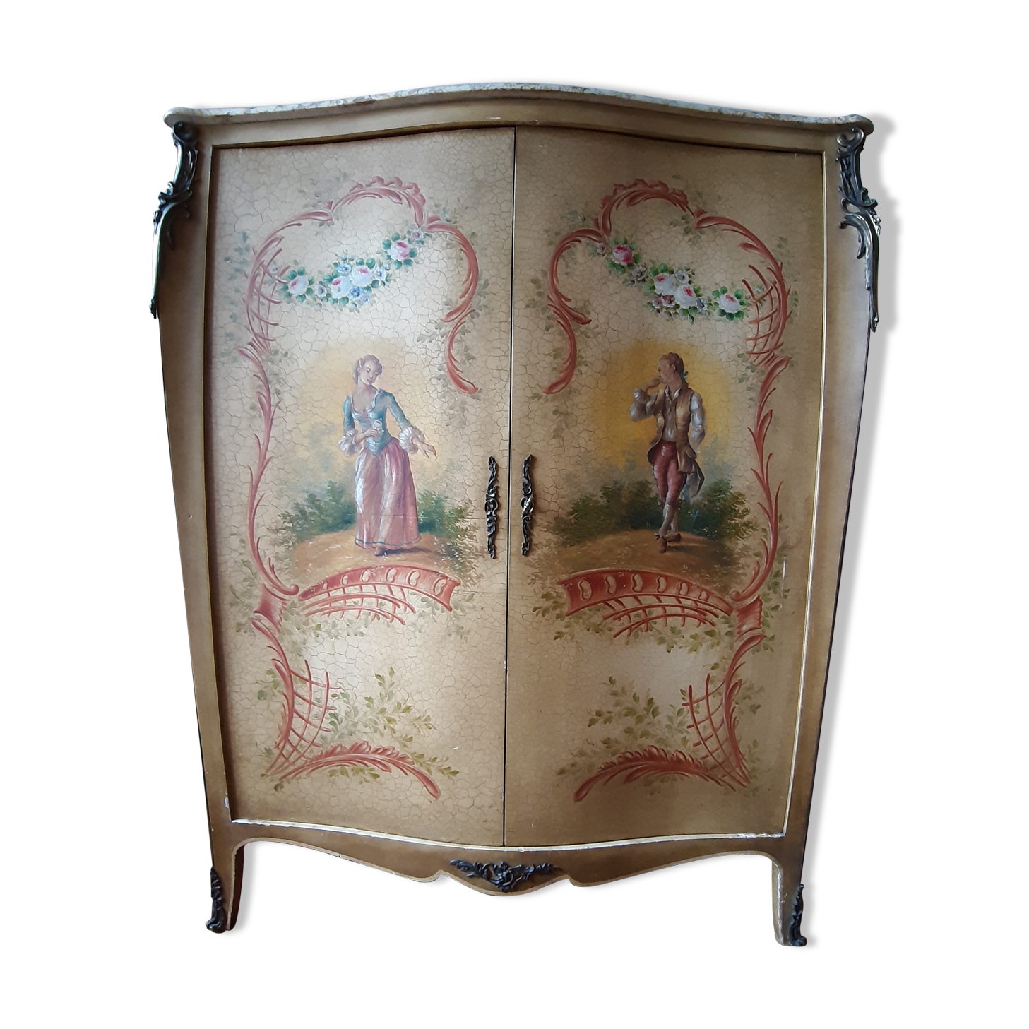 Louis XV-style curved wardrobe, Martin varnished