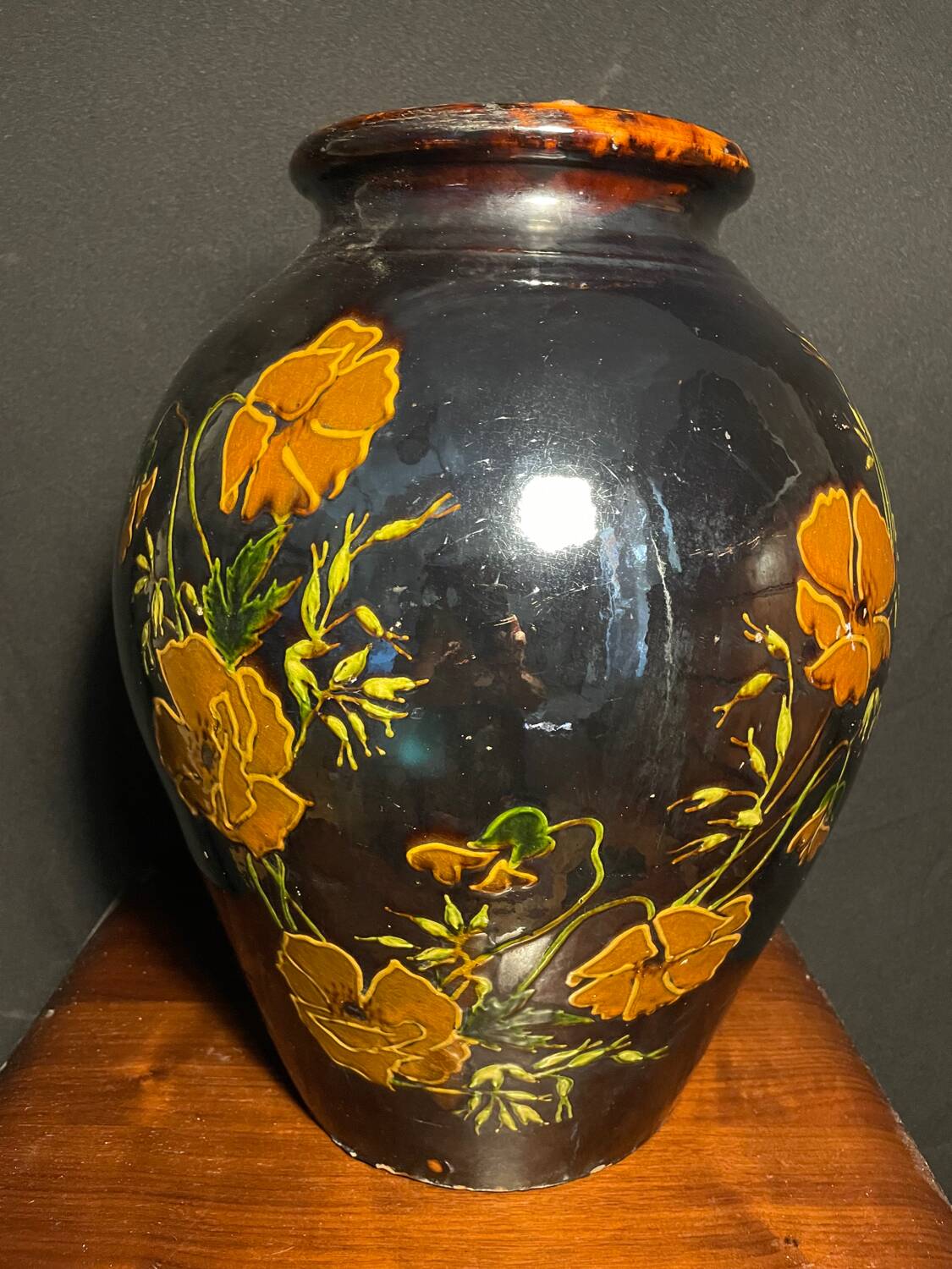 Large French folk art vase
