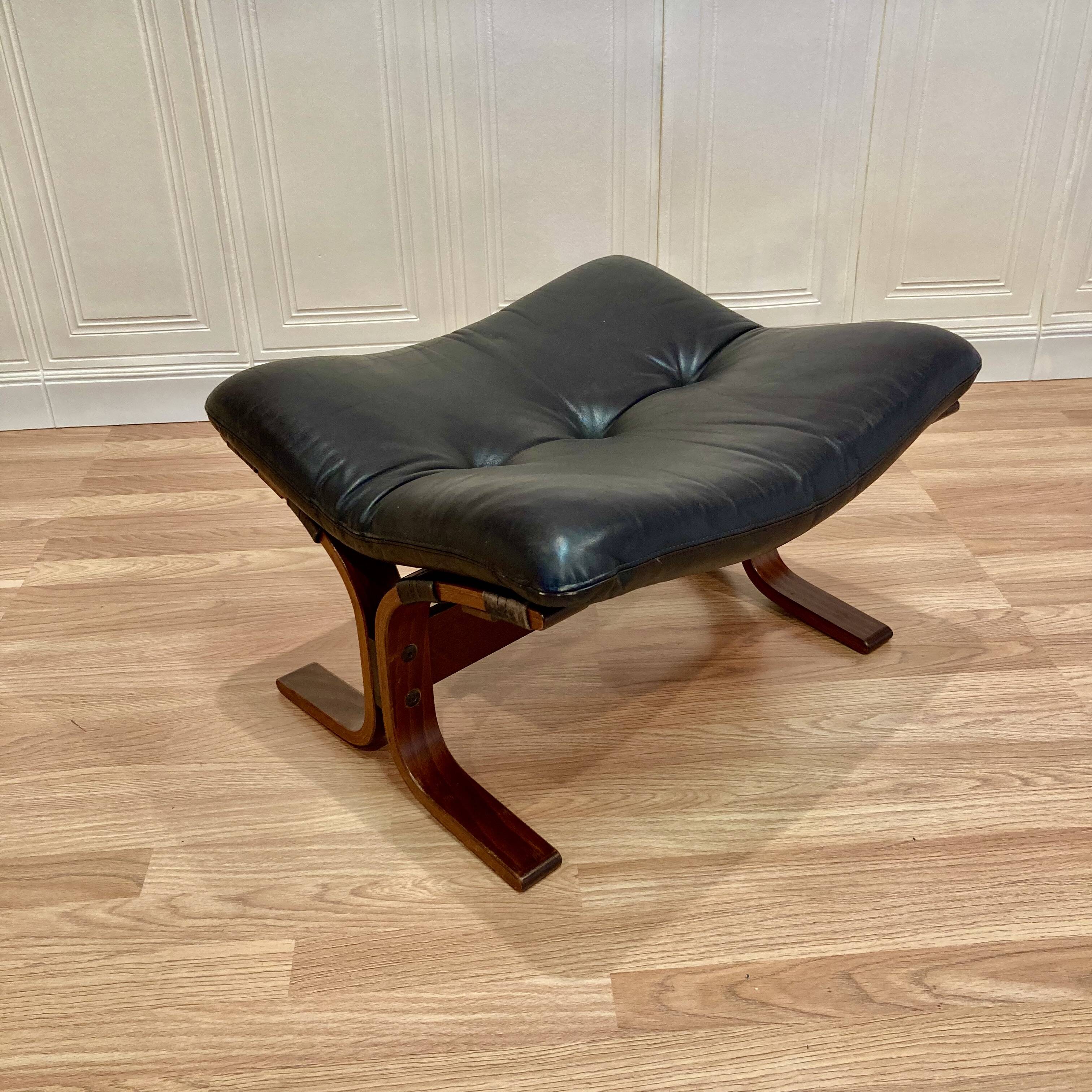 Leather ottoman "Scandinavian design" 1960.