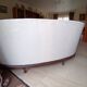 Vintage white curved tufted 3-seater sofa