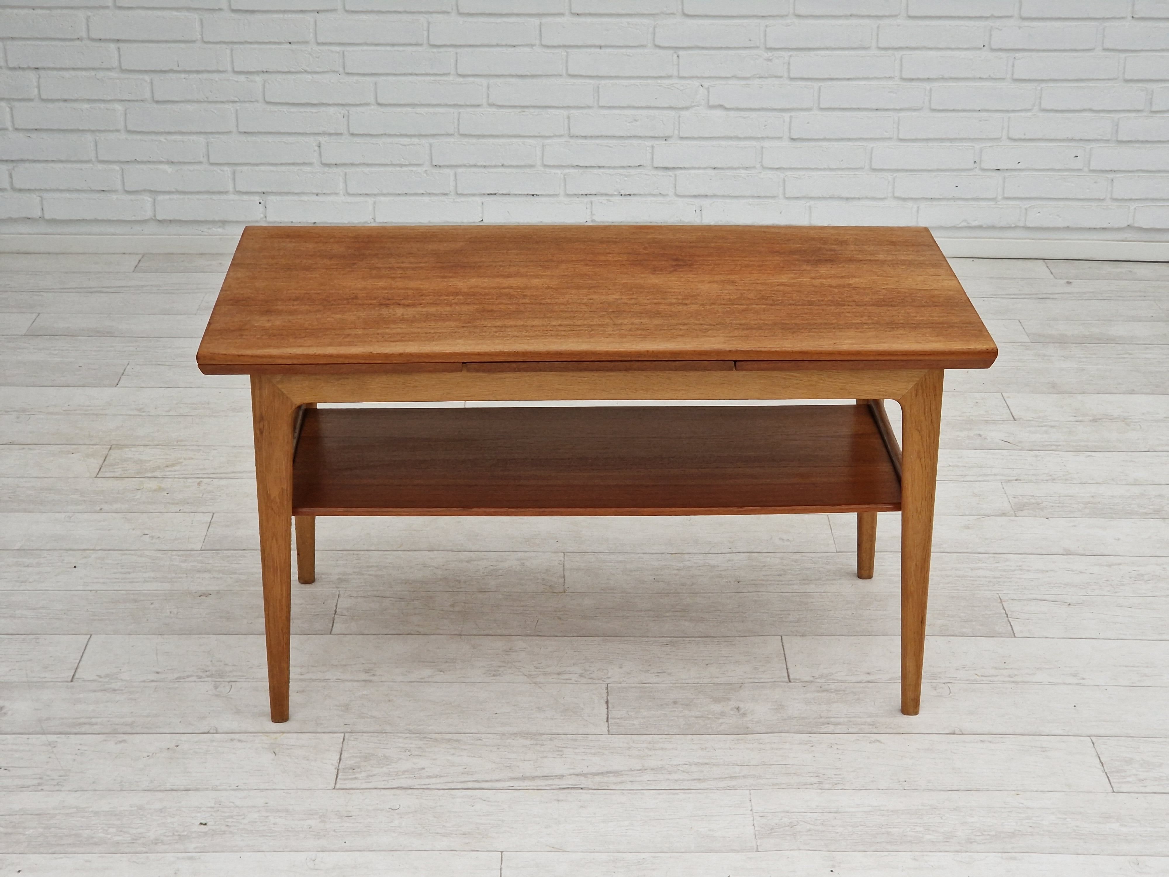 1970s, Danish design, folding sofa table, teak and oak wood