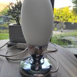 Vintage bedside/table lamp, chrome and white glass tulip space age