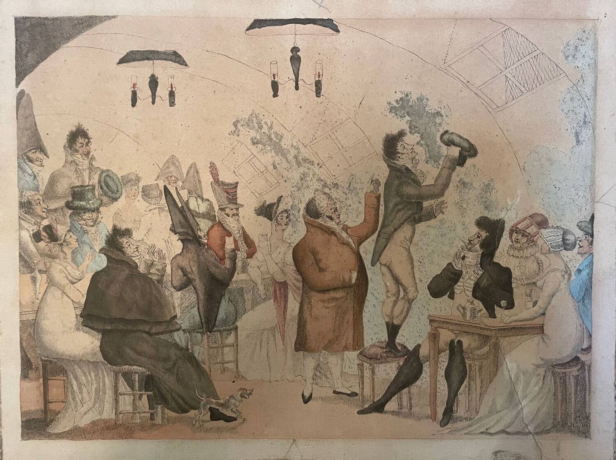 Original painting The Ventriloquist Naudet circa 1803