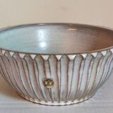 Vintage fluted enameled earthenware potter's salad bowl