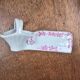 Set of 6 vintage porcelain knife rests with name markers, basket shape.