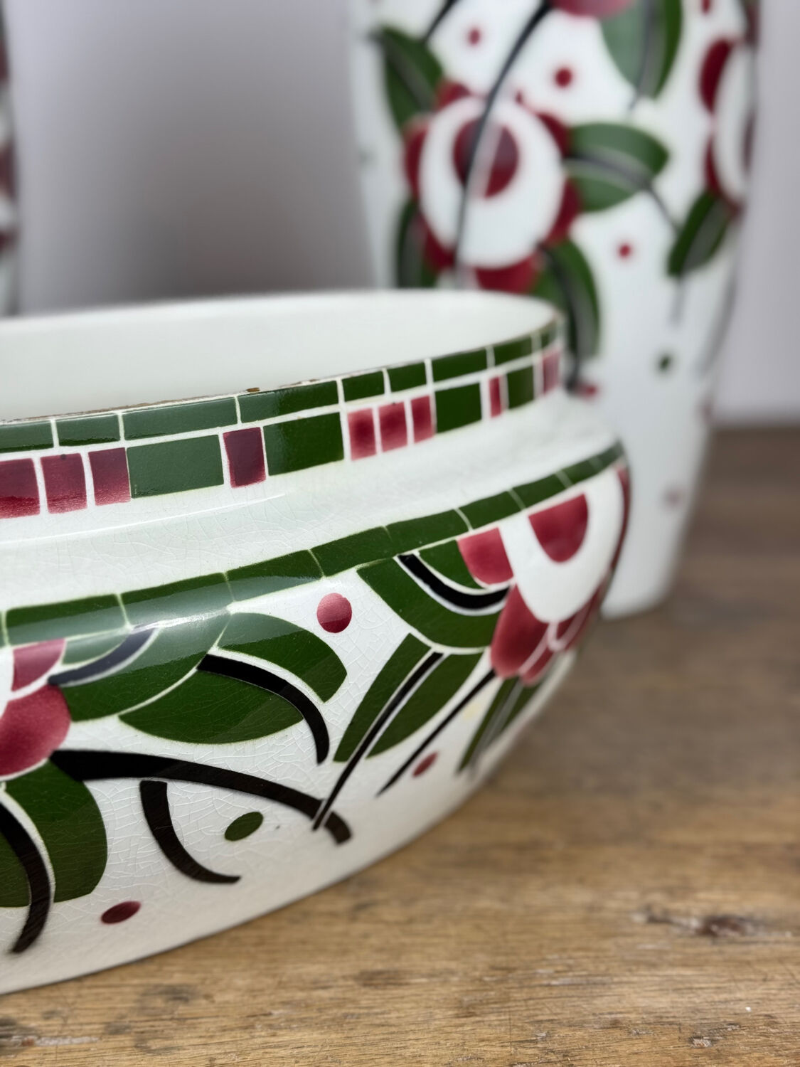 Art Deco - Lunéville mantelpiece set with vases and planter