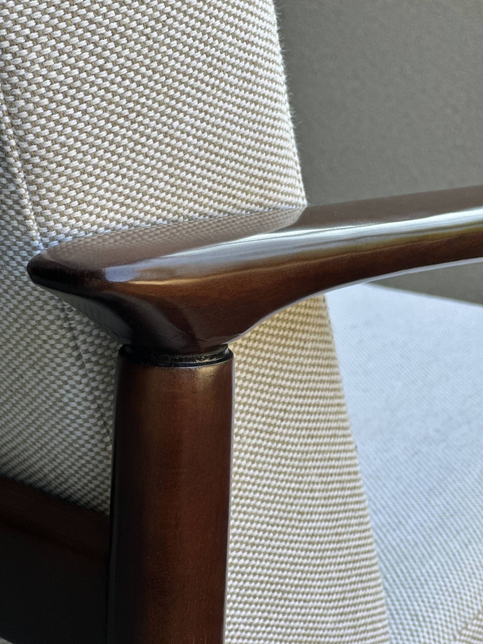 Mid Century Armchairs in Beige Linen, by Edmund Homa, 1960s, Set of Two