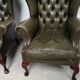 Bergères armchairs chesterfield green leather