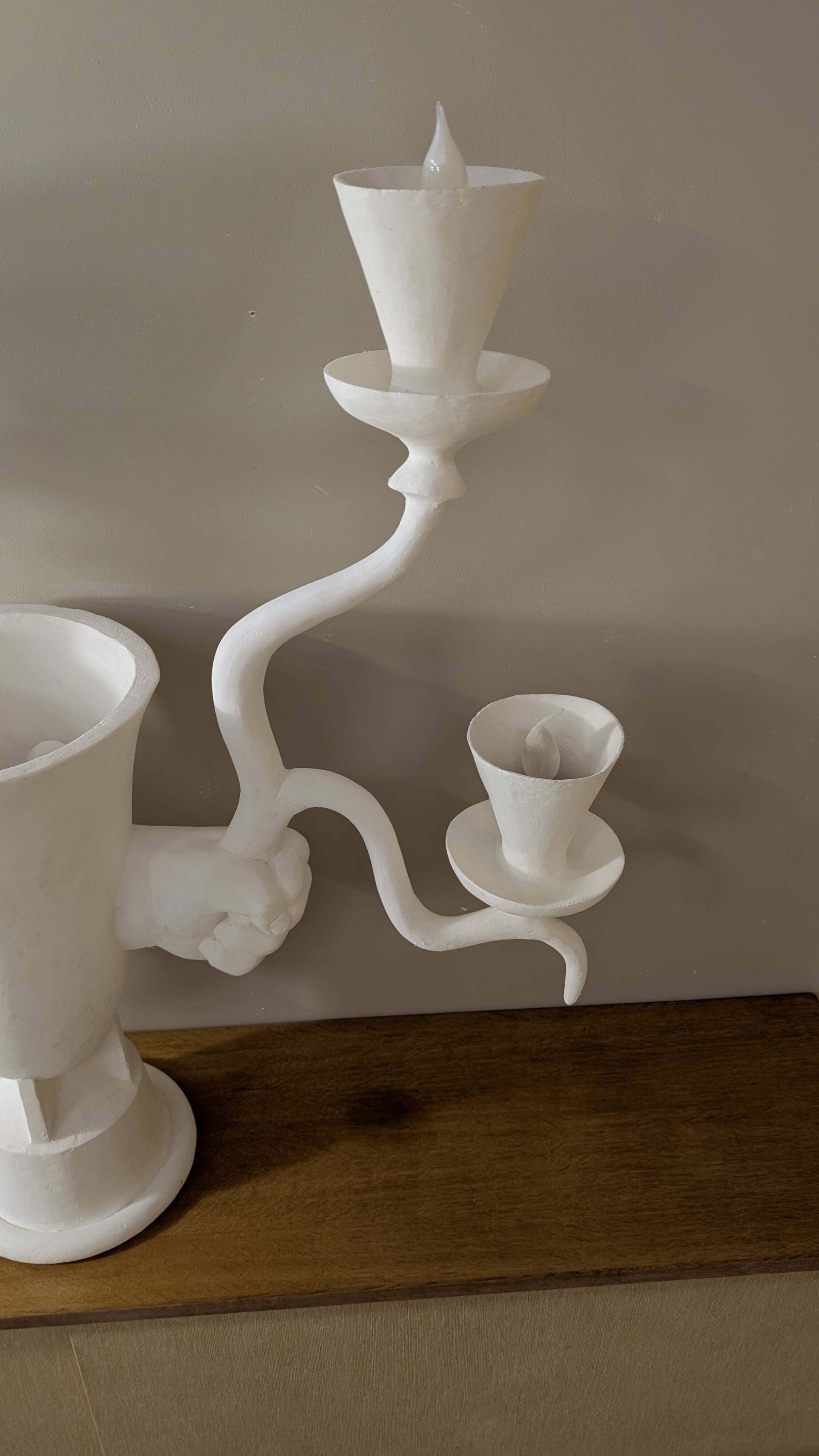 Lampe sculpture en plâtre