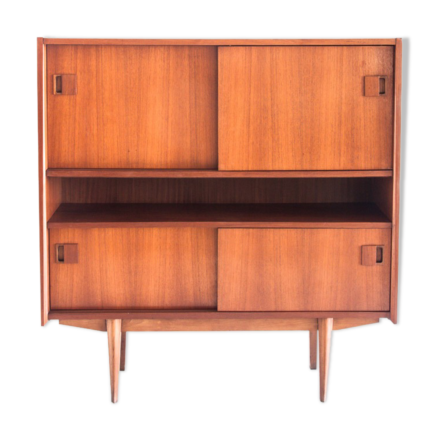 Vintage teak buffet with sliding doors, France 1960