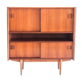 Vintage teak buffet with sliding doors, France 1960