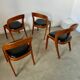 Lot 4 chairs in curved wood and leather design Baumann gondola model 60s vintage