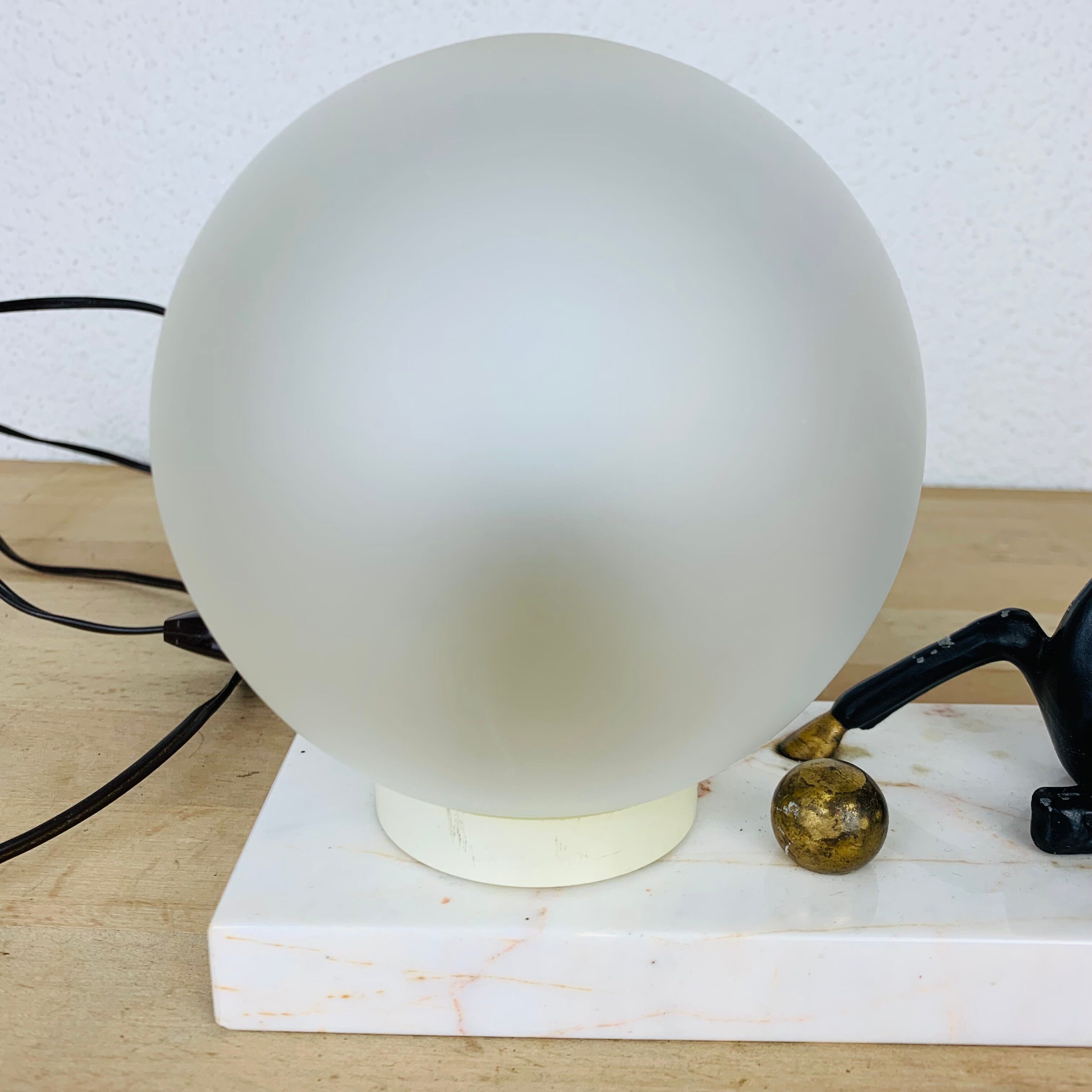 Art deco lamp fawn brass and marble