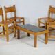 Ensemble de 4 chaises et table basse Maison Regain, France, circa 1970