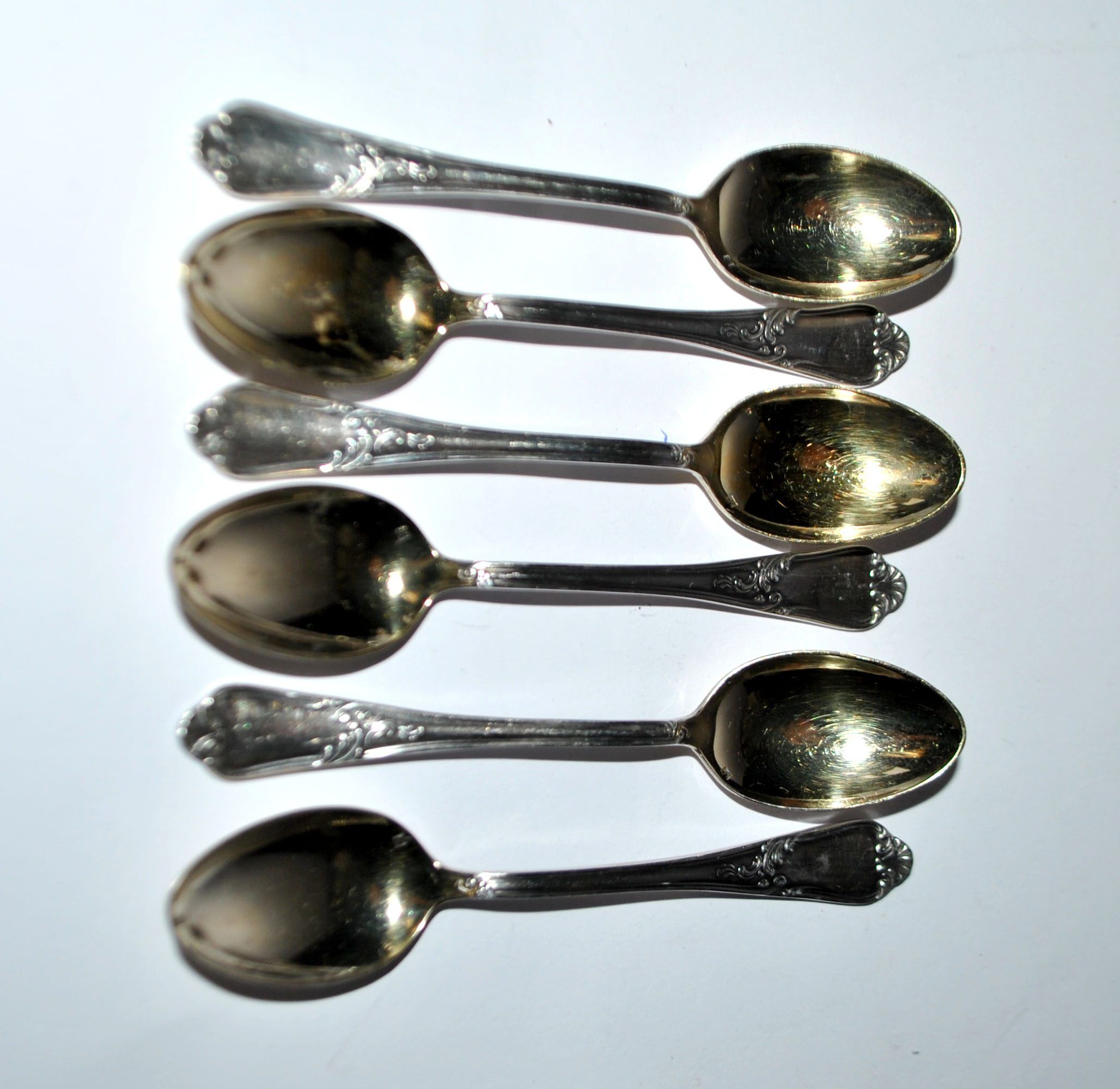 DEETJEN Lot of 6 silver-plated metal moka teaspoons Louis XV Rocaille no. 25