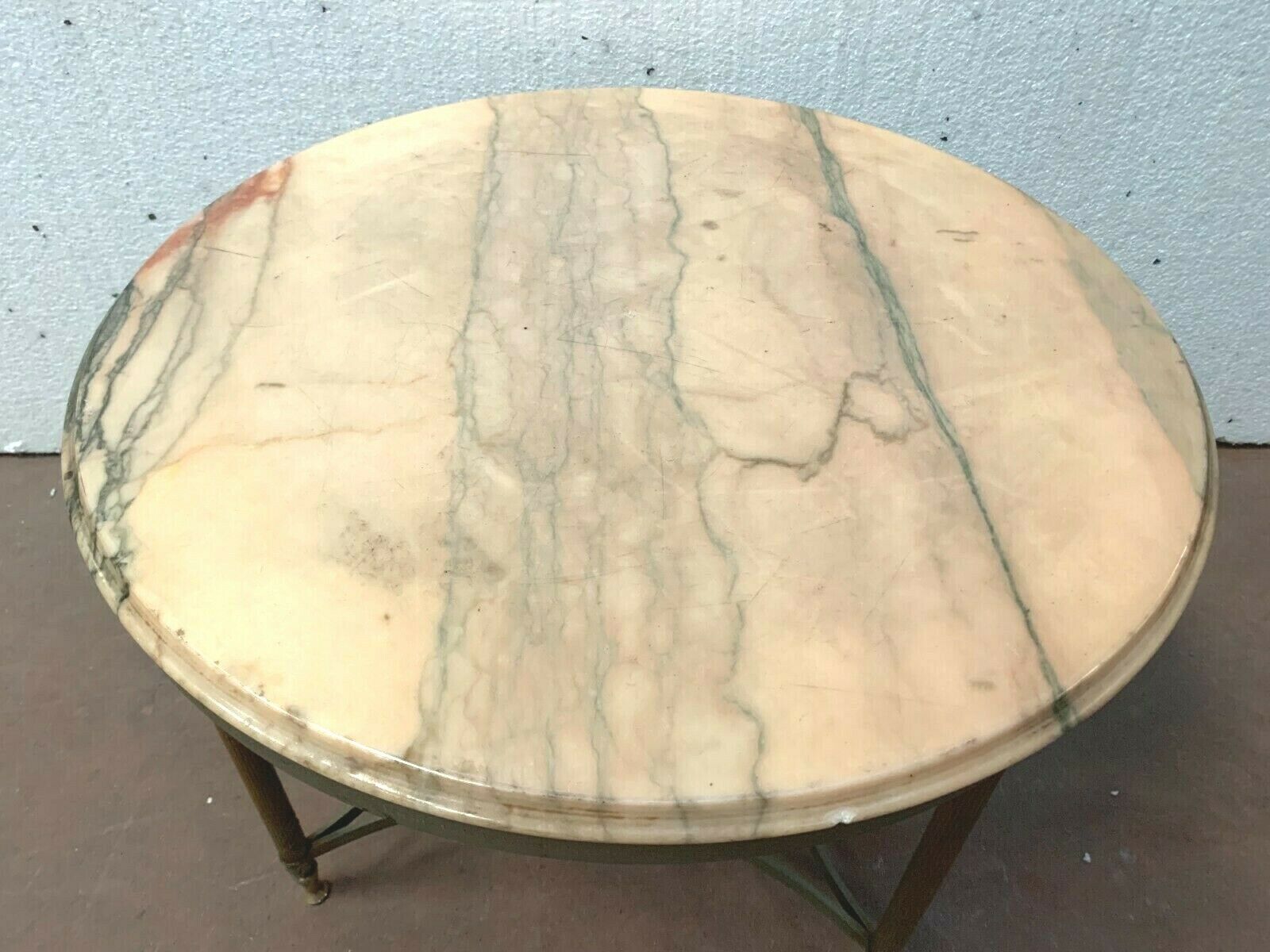 Louis XVI style pedestal table in brass and marble XX century