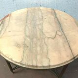 Louis XVI style pedestal table in brass and marble XX century