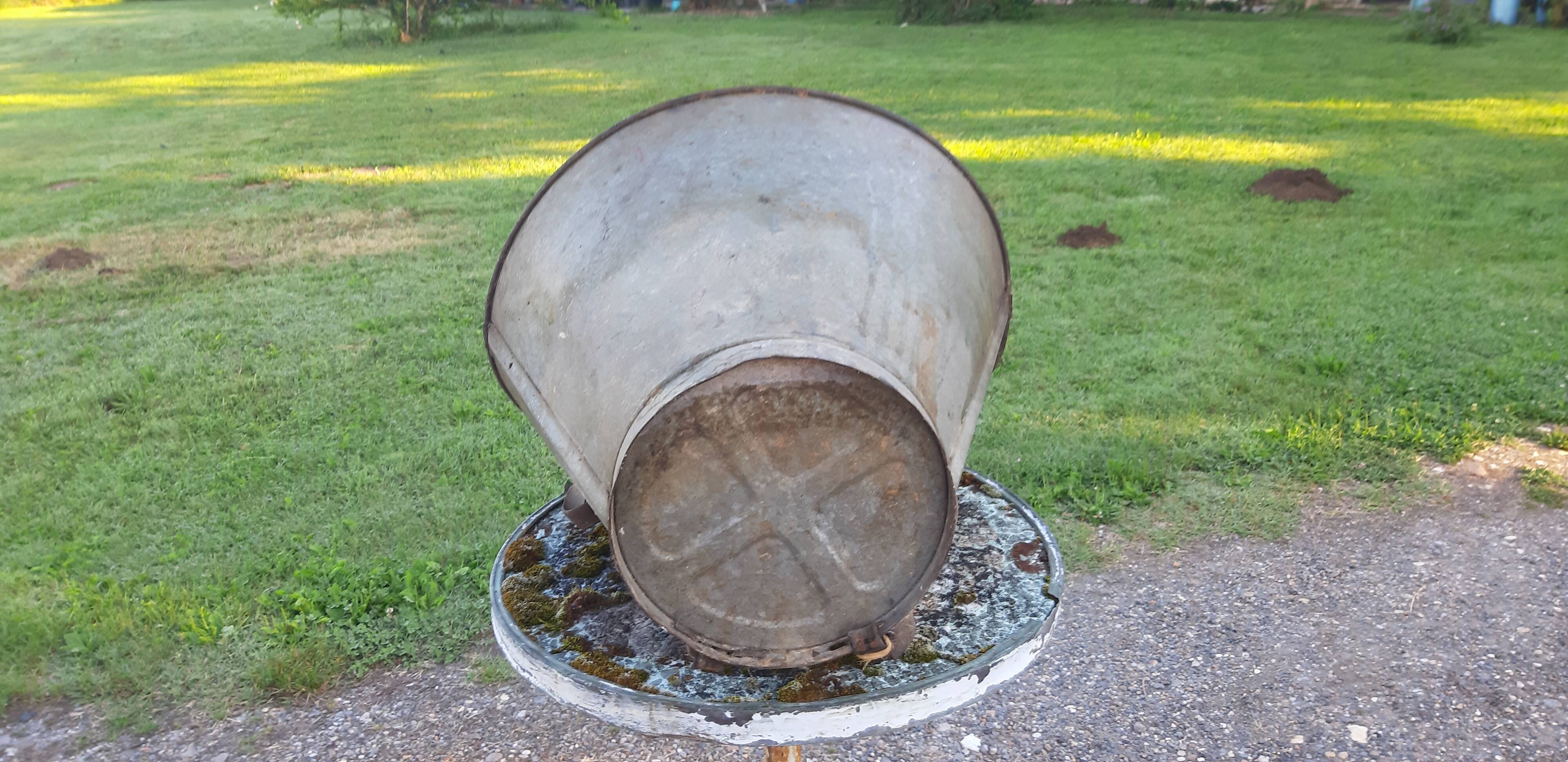Galvanized metal and leather harvest hood