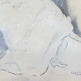 Painting signed charcoal “woman with fan”