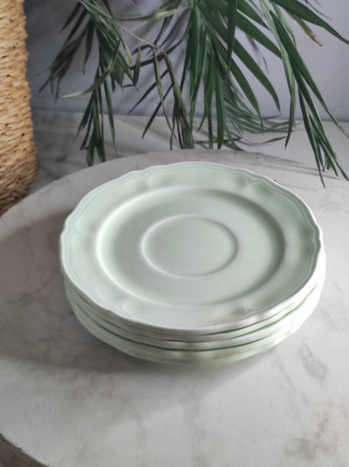 Green ceramic tea set