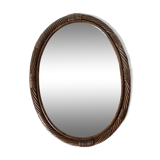 Oval rattan mirror