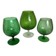 Trio of green glass vases Empoli Italy