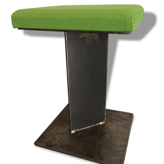 Stool upholstered seat LIME green wool