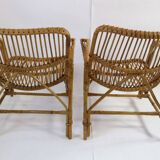 Pair of vintage bamboo armchairs, Bonacina style