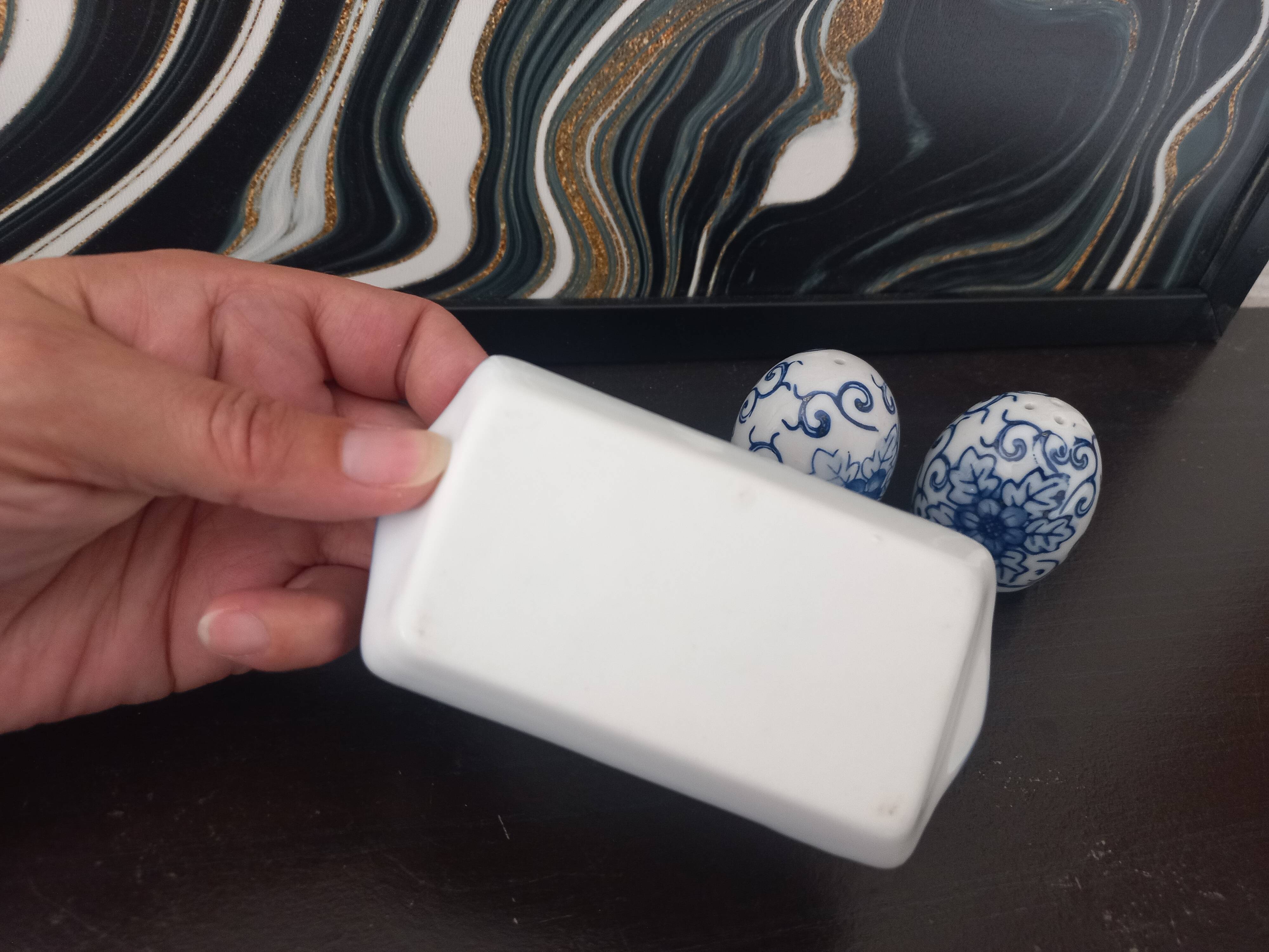 Vintage blue porcelain salt and pepper shakers
