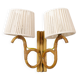 Rattan wall lamp with 2 lights and rope lampshades, 1960-1970.