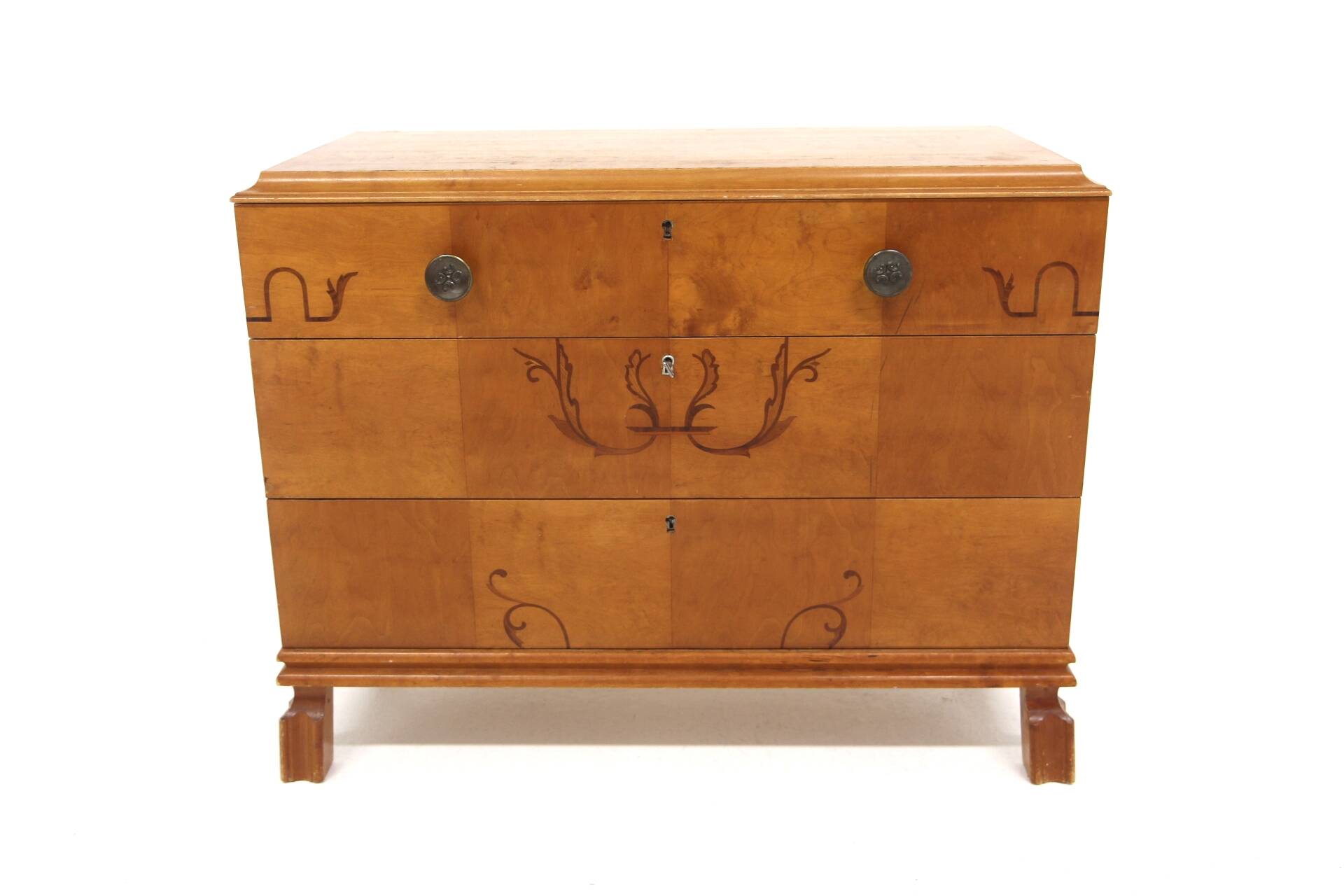 Scandinavian birch chest of drawers, Swedish modern, Sweden, 1940