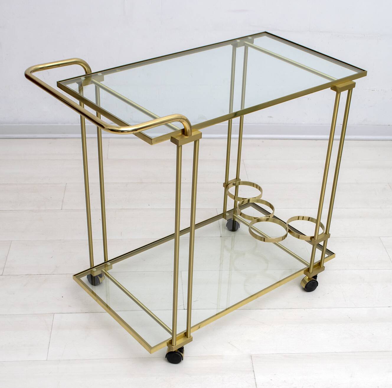 Mid-Century Modern Italian Brass Bar Cart, 1970s