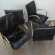 Set of 4 armchairs with chrome base and leather vintage design 1980