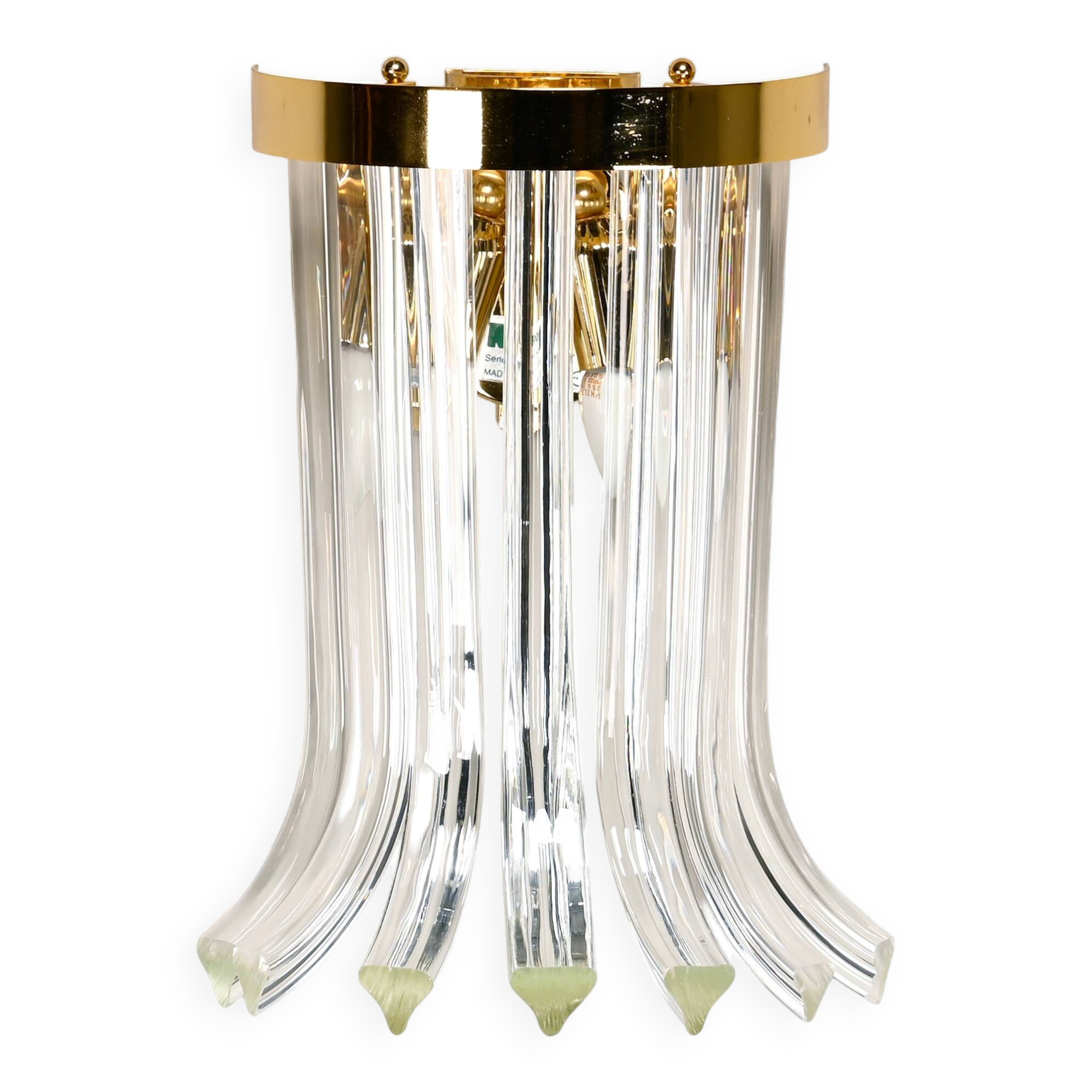 Wall lamps of brass and crystal glass by Novaresi, Italy 1970s