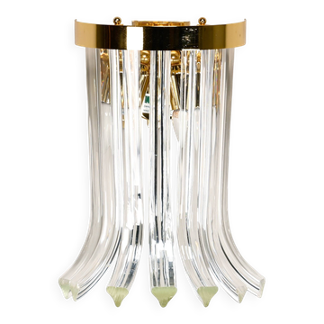 Appliques en laiton et en verre cristal par Novaresi, Italie, années 1970.