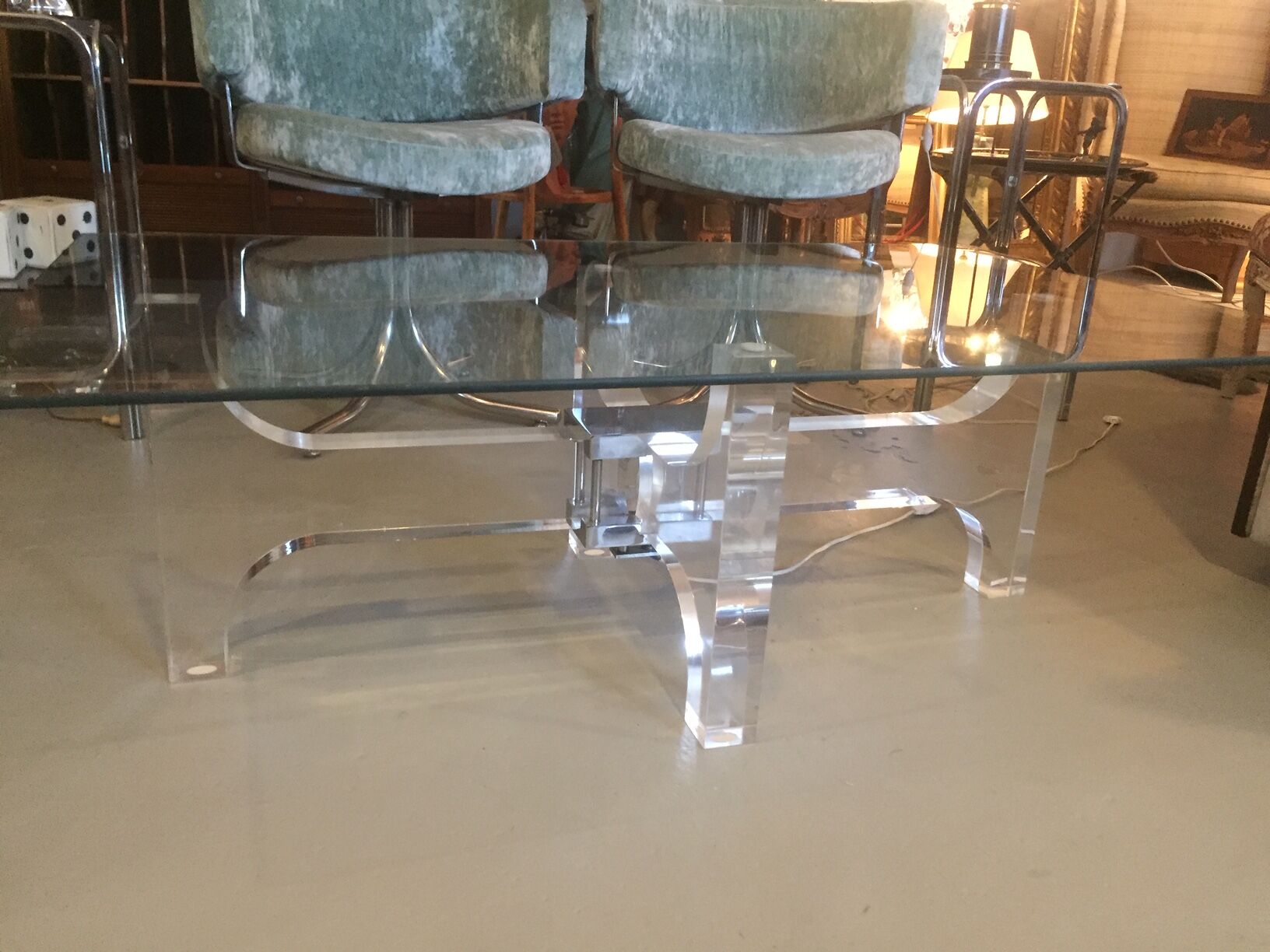 Light of the 1970s glass coffee table