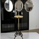 BARBER'S TRIPTYCH MIRROR IN BRASS, NAPOLEON III PERIOD, ADJUSTABLE IN HEIGHT