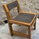 Set of 4 brutalist vintage chairs in solid wood and fabric