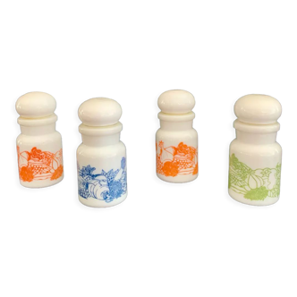 Set of 4 opaline spice jars