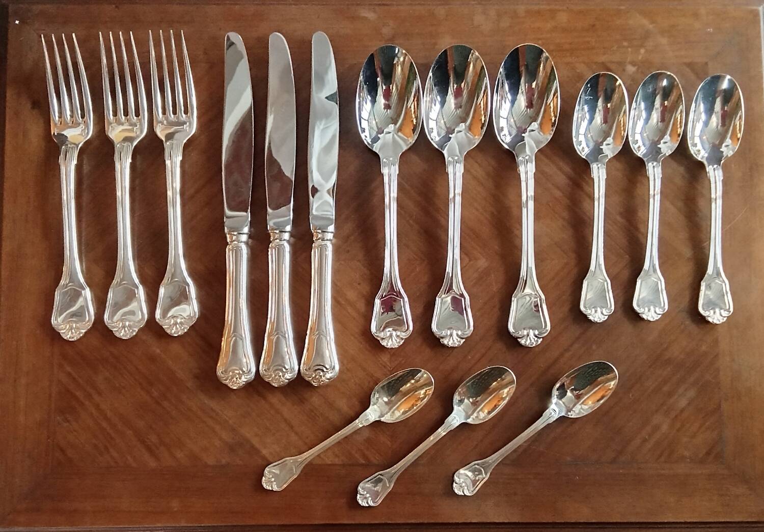 Old Christofle cutlery, Port Royal model, 15 pieces