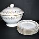 Niderviller lot de 6 assiettes Empire et soupière en porcelaine dure décor blé peint or 1790