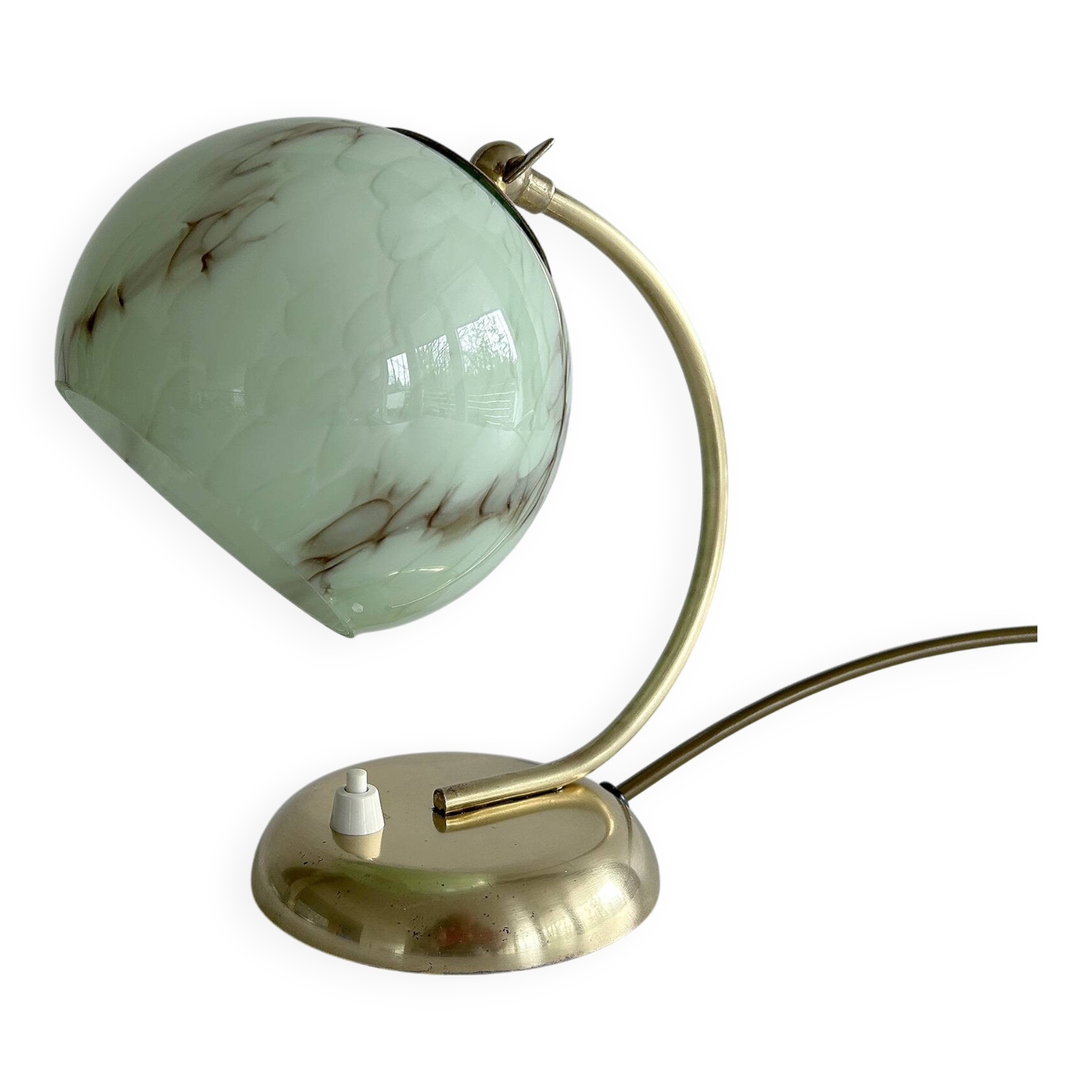 Art Deco Lamp Green Glass Brass