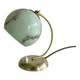 Lampe Art Deco Verre Vert Laiton
