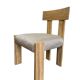Solid wood chair with a linen-look seat.