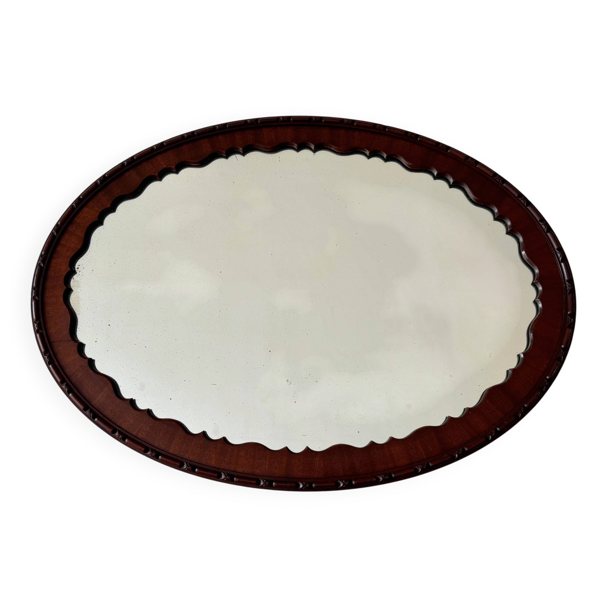 Antique Oval Mahogany Wall Mirror