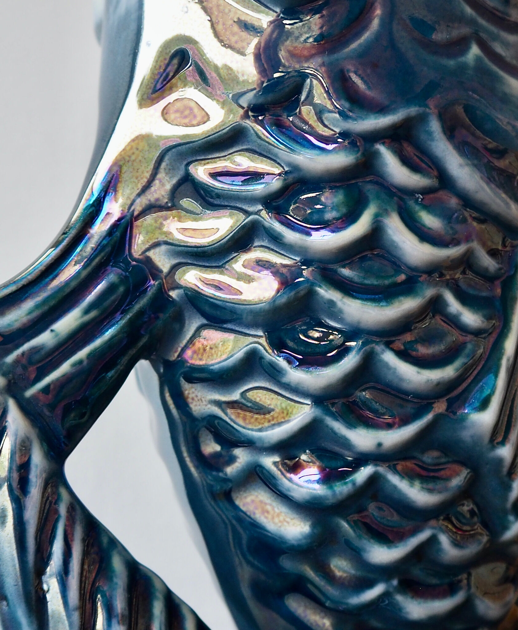 Blue lustre porcelain fish jug