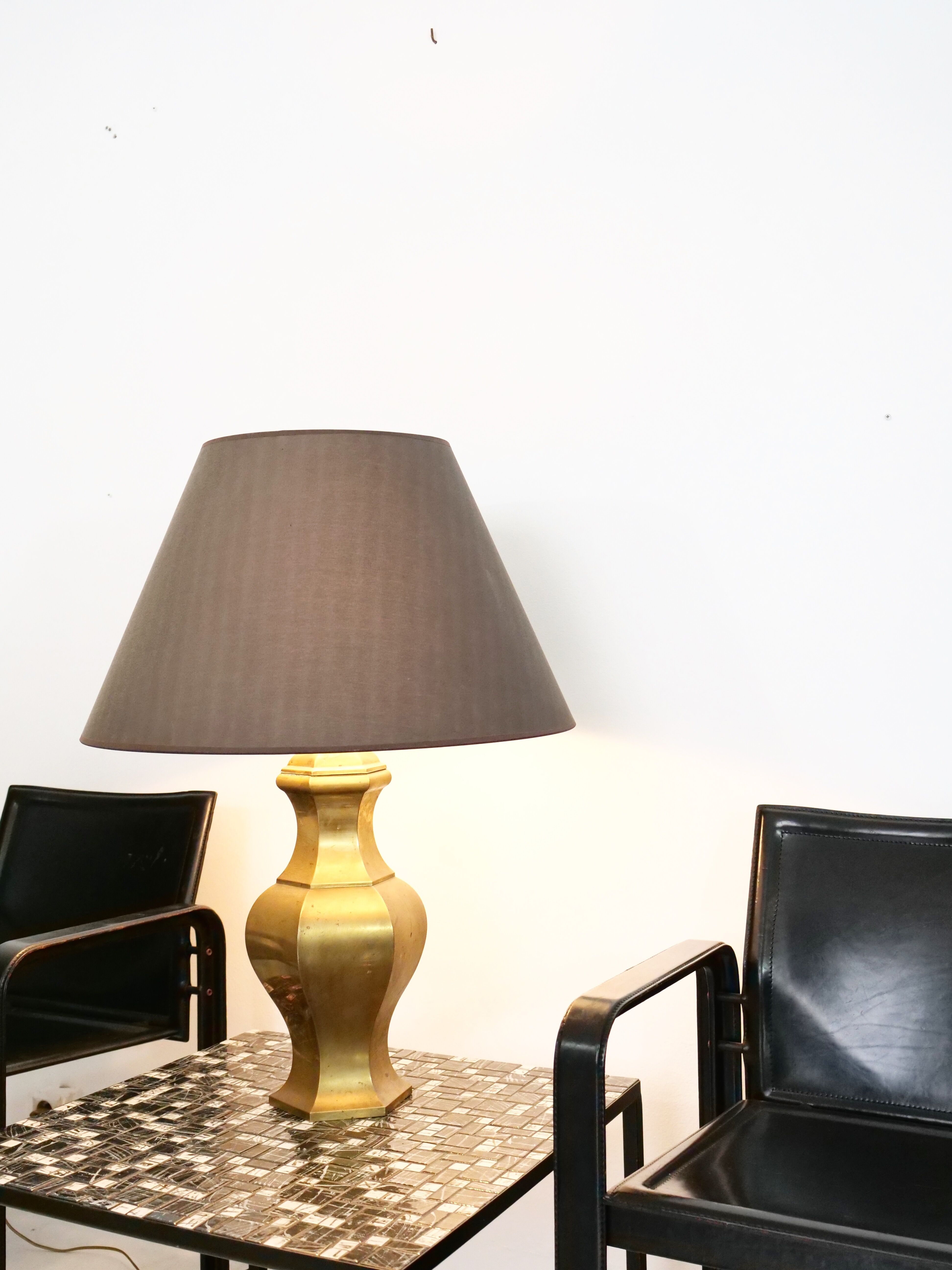 Neoclassical brass lamp large format design italy