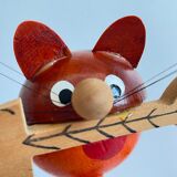 Vintage wooden cat corkscrew